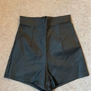 Faux leather high waisted shorts